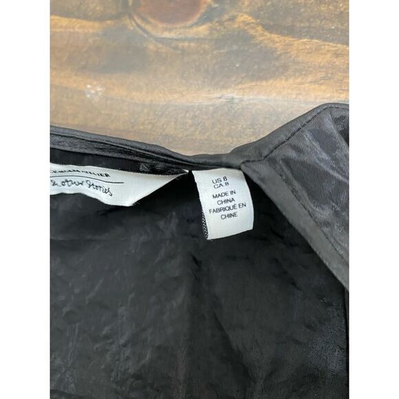 & OTHER STORIES Black Mini Dress Balloon Sleeves Satin Night Out Crewneck HOCO 8 - Picture 9 of 12